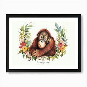 Little Floral Orangutan 4 Poster Art Print