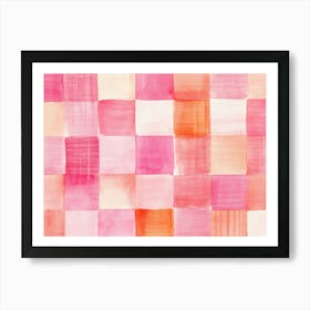 Pink And Orange Squares Art Print