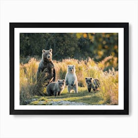 Grizzly Bear Family Art Print