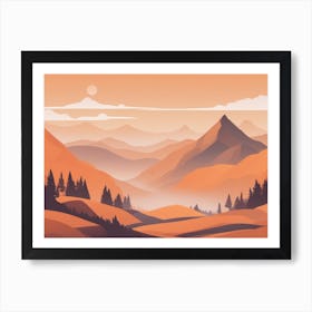 Misty mountains horizontal background in orange tone 165 Art Print