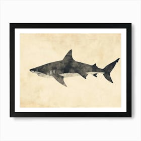 Grey Shark Silhouette 4 Art Print