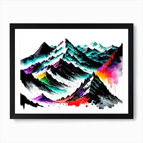 Watercolor Mountains Art Print