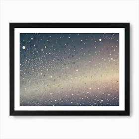 Abstract Background With A Scattered Pattern Of Small And Large Circles In Shades Of Silver And Gray Against A Blue Backdrop Art Print