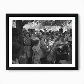 Group Of People Assembled Under Tree To Listen To Revival Rally On Saturday Afternoon, Tahlequah, Oklahoma By Art Print