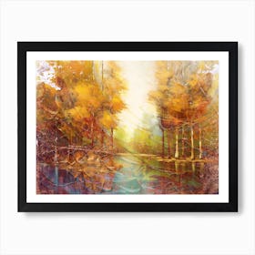 Landscape Forest Trees Art Illustration In A Painting Style 12 Art Print