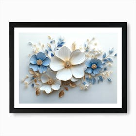 Blue And White Flowers Art Print