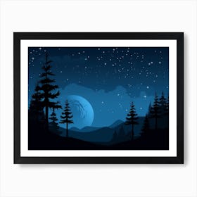 Night Sky With Trees Art Print Art Print