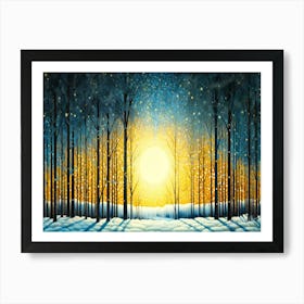 Winter Blue Light - Winter Forest Sunset Art Print
