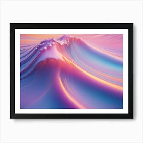 A Mesmerizing, Abstract Image Of A Colorful, Iridescent Mountain Range Against A Sunset Like Background, Evoking A Sense Of Dreamlike Wonder Art Print