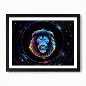 Neon Lion 4 Art Print