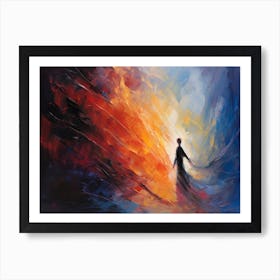 Woman Walking Through A Fire Art Print