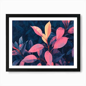 Pink Leaves Art Print