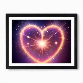 A Colorful Glowing Heart On A Dark Background Horizontal Composition 38 Art Print