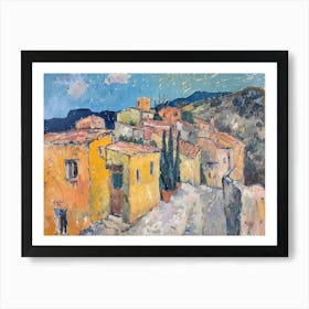 Tranquil Townscape Painting Inspired By Paul Cezanne Art Print