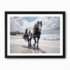 A Horse Oil Painting In Eagle Beach, Aruba, Landscape 3 Art Print