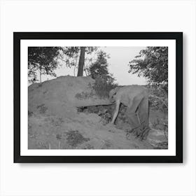 Migrant Boys Entering Storm Cellar Near Their Shack Home Out Of Muskogee, Muskogee County By Russell Lee Art Print