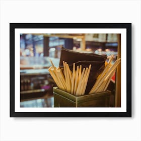 Many Chopsticks Inside A Box In Restaurant Art Print