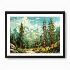 Retro Mountains 5 Art Print