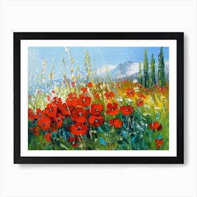 Field red poppies Art Print