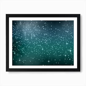 Teal Tones Shining Star Background Art Print