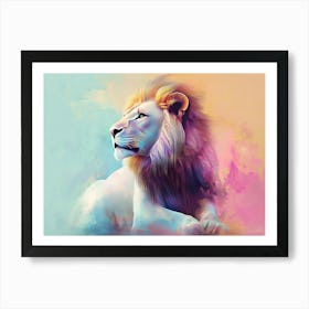 Lion Animal Abstract In Pastel Colors Art Print