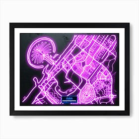 Dubai, UAE - Neon City Map Art Print