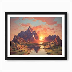 Low Poly Landscape Art Print