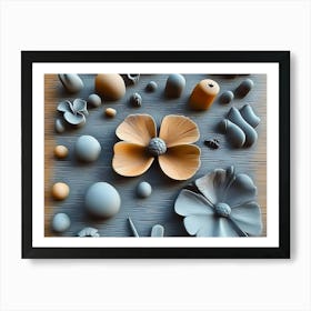 3d Flowers Abstract Art Print