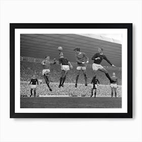 Pat Crerand, Frank Mclinktock, George Best And John Radford, Manchester United v Arsenal 1967 Art Print