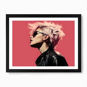 Girl With Pink Hair 2 Art Print