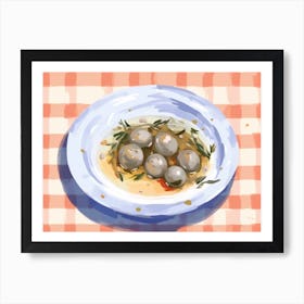 A Plate Of Olives, Top View Food Illustration, Landscape 2 Art Print