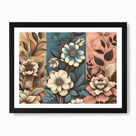 Floral Garden In Three Tone Abstract Poster 4 Art Print