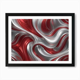 Abstract Red And Silver Swirls Art Print