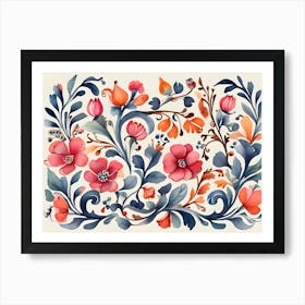 Watercolor Floral Pattern Art Print