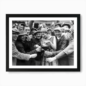 End Of Prohibition, Crowd Of People Celebrating, Woman Pouring Beer, Bar Cart Decor, Vintage Black and White Old Photo Art Print