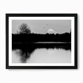 Moody Black and White Mount Hood Magick Art Print