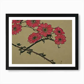 Red Flowers On A Branch Art Print