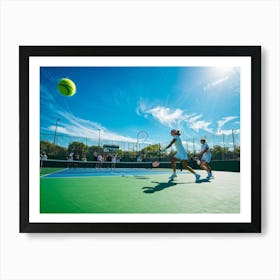 Tennis Match Showcasing An Active Lifestyle Bathed In The Golden Glow Of The Sun Action Packed Mome 2 1 Art Print