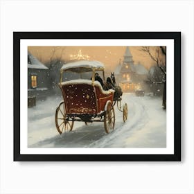 Horse Drawn Carriage In The Snow Art Print