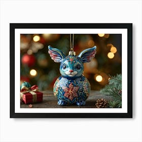 Photorealistic Depiction Of A Creature Shaped Christmas Ornament Emulating Painted Porcelain Enric Art Print