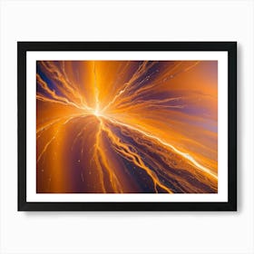 Abstract Image Of A Bright, Golden Light Bursting Outwards, Resembling A Star Explosion Or A Burst Of Energy Art Print