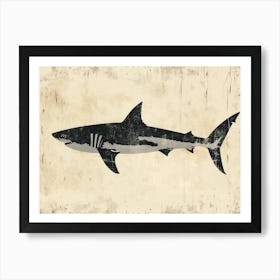 Great White Shark  Grey Silhouette 1 Art Print