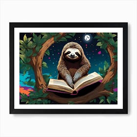 Bookworm Sloth Art Print