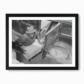 Worker Unloading Crate Of Strawberries At Loading Point,Hammond, Louisiana By Russell Lee Art Print