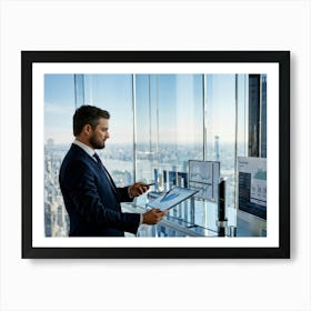 Businessman Looking At Graphs 2 Art Print