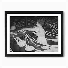 Threading Cotton Ropes Into Thread Making Machine, Laurel Cotton Mill, Laurel, Mississippi By Russell Lee Art Print