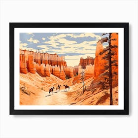Horses Painting In Bryce Canyon Utah, Usa, Landscape 1 Art Print