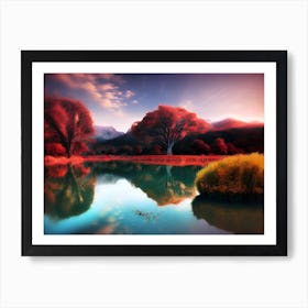 Pond In Autumn Art Print