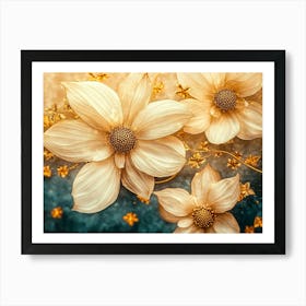 Gold Flowers 17 Art Print