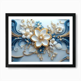 3d Floral Wallpaper Art Print